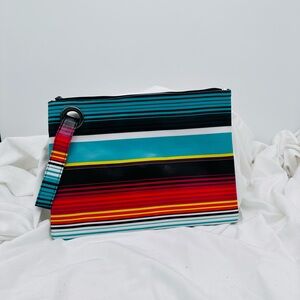 Striped Multicolor Clutch Wristlet